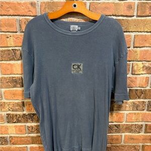 Calvin Klein Gray Ribbed Top with Logo Patch